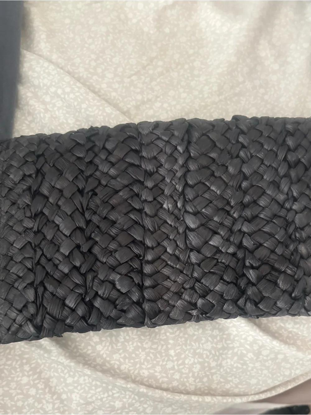 Black clutch raffia bag